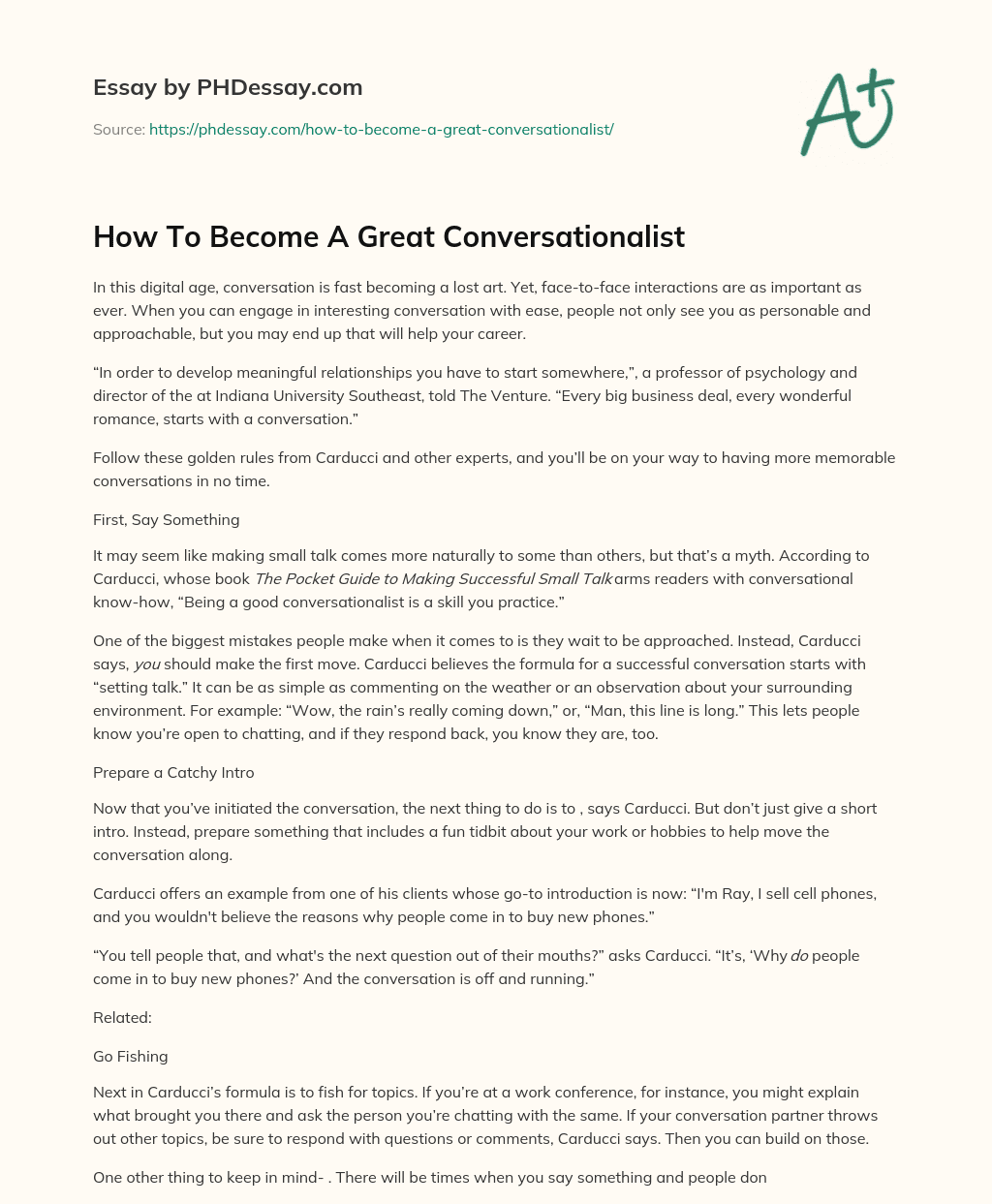 How To Become A Great Conversationalist - PHDessay.com
