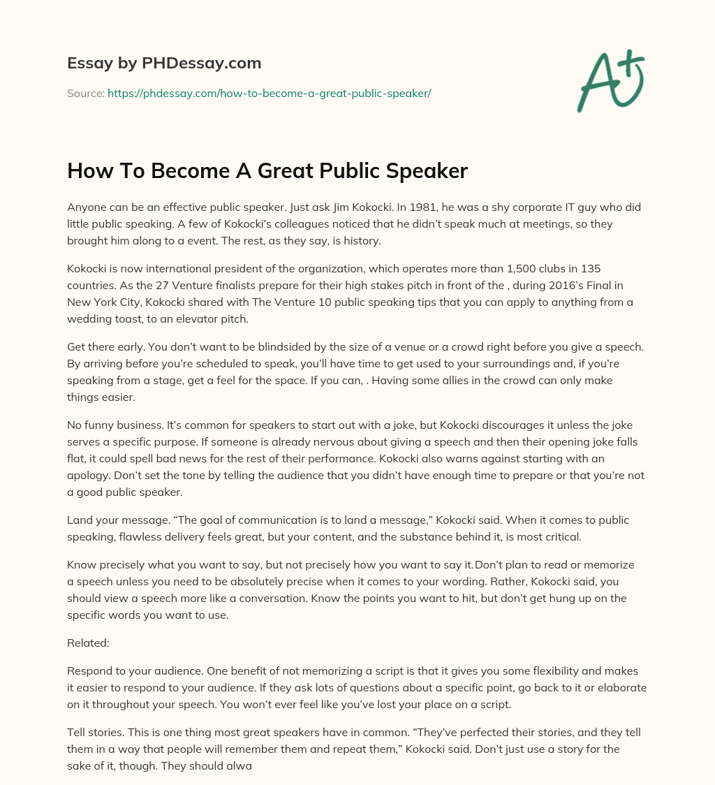How To Become A Great Public Speaker essay