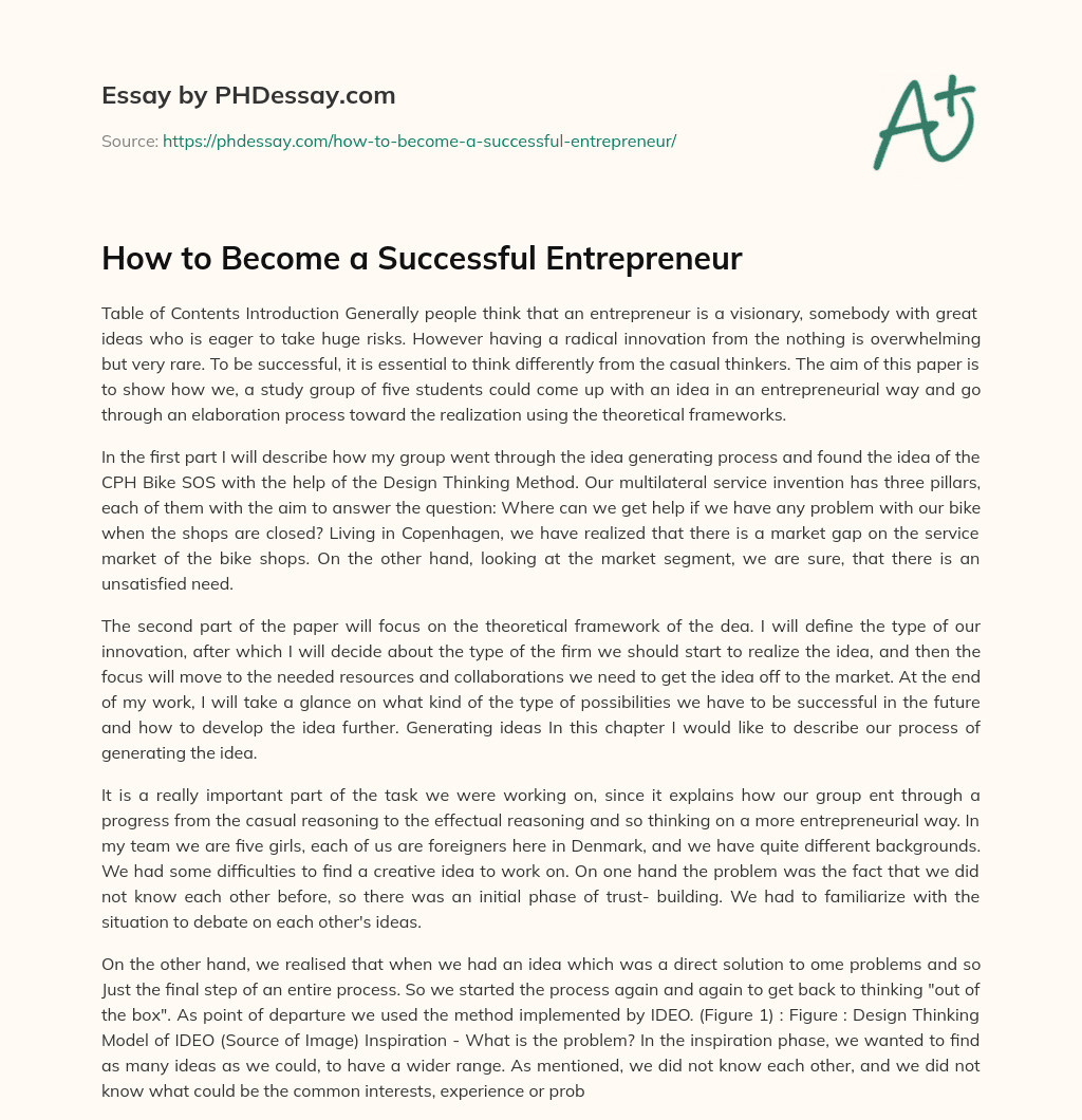 How to Become a Successful Entrepreneur essay
