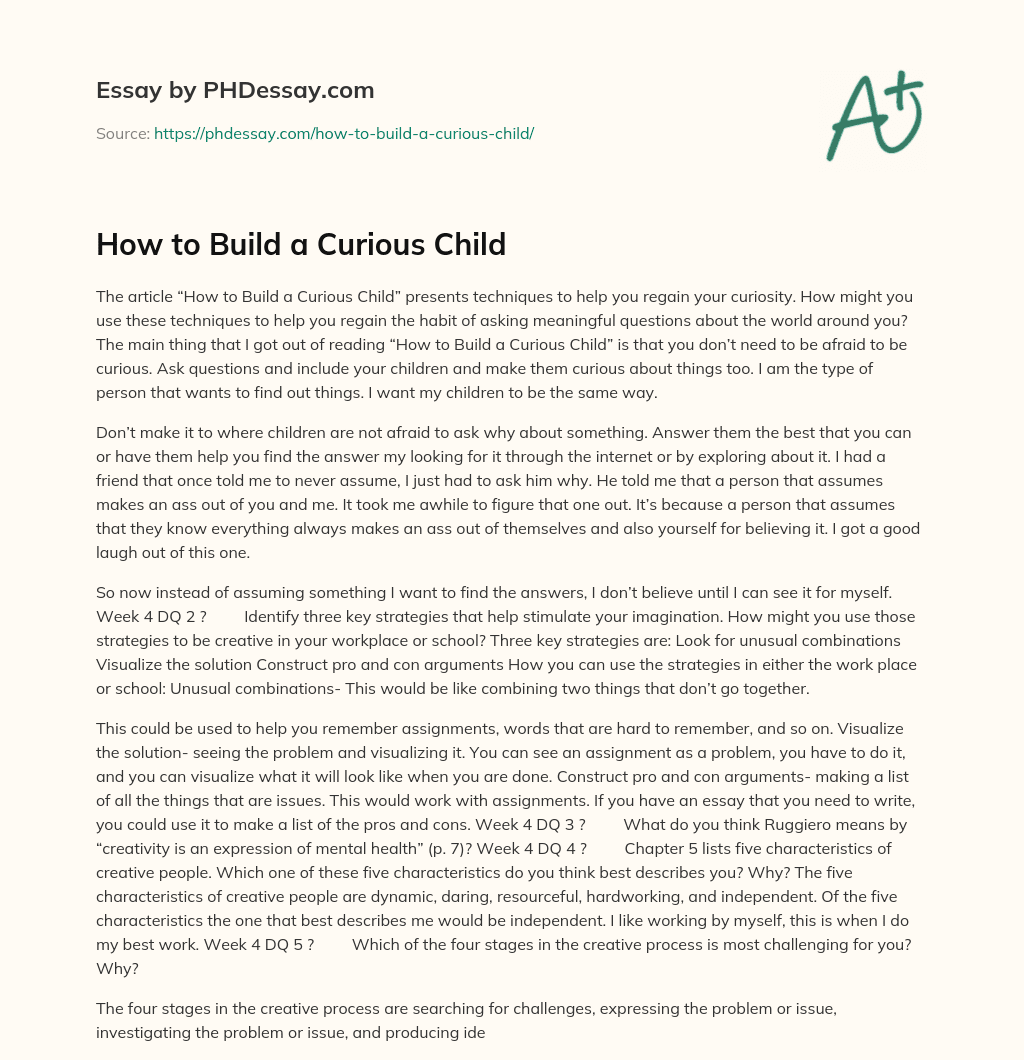How to Build a Curious Child essay