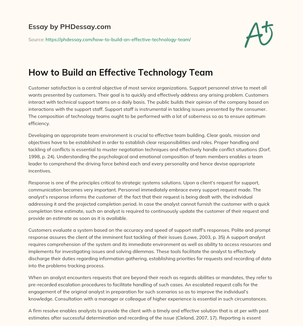 How to Build an Effective Technology Team essay