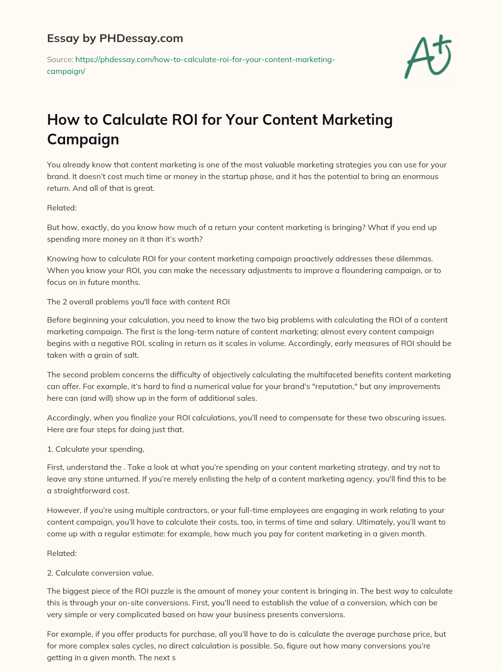 How to Calculate ROI for Your Content Marketing Campaign essay