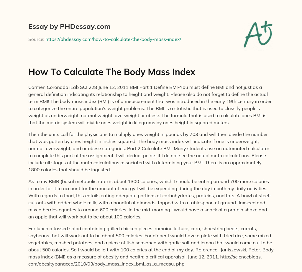 dissertation body mass index