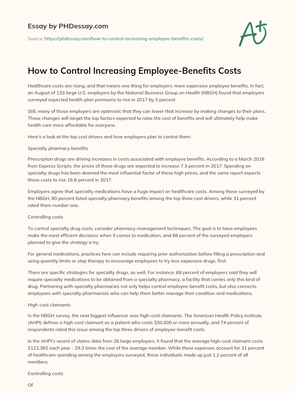 how-to-control-increasing-employee-benefits-costs-phdessay