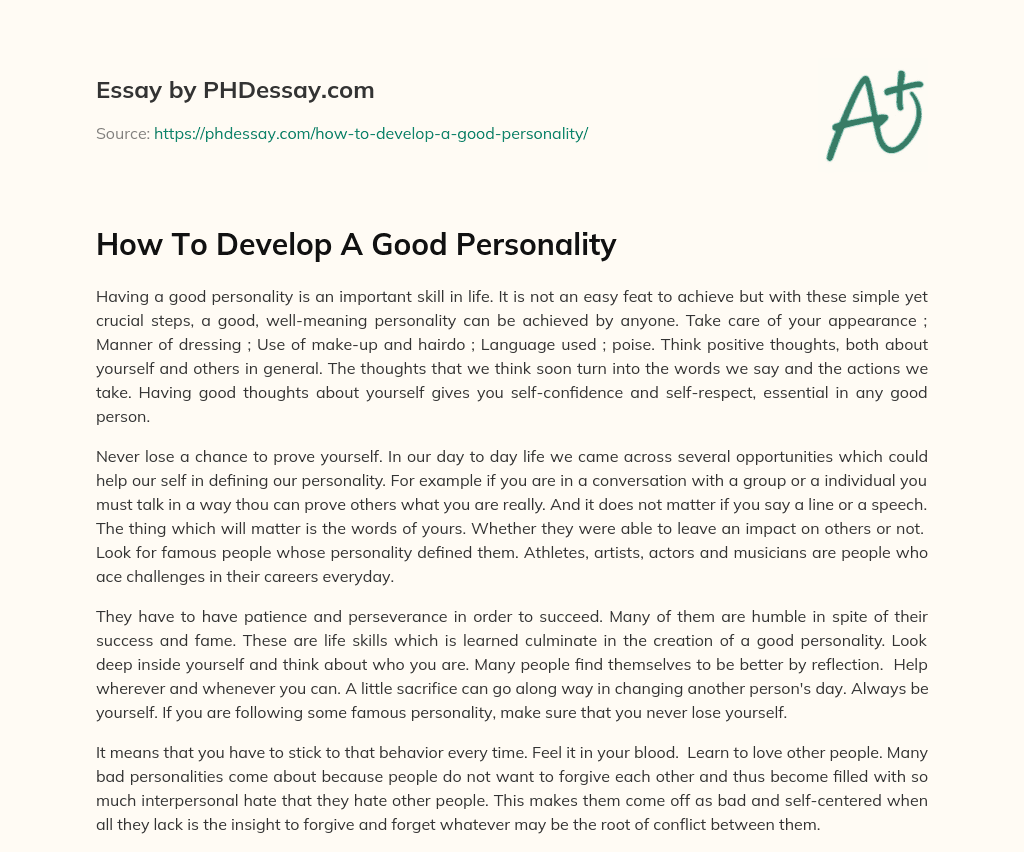 essay good personality