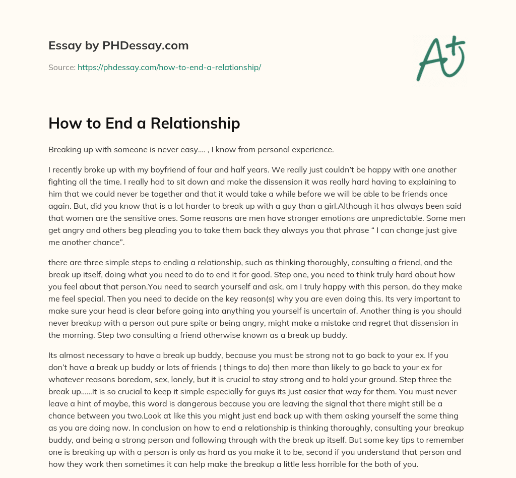narrative essay about ending a relationship