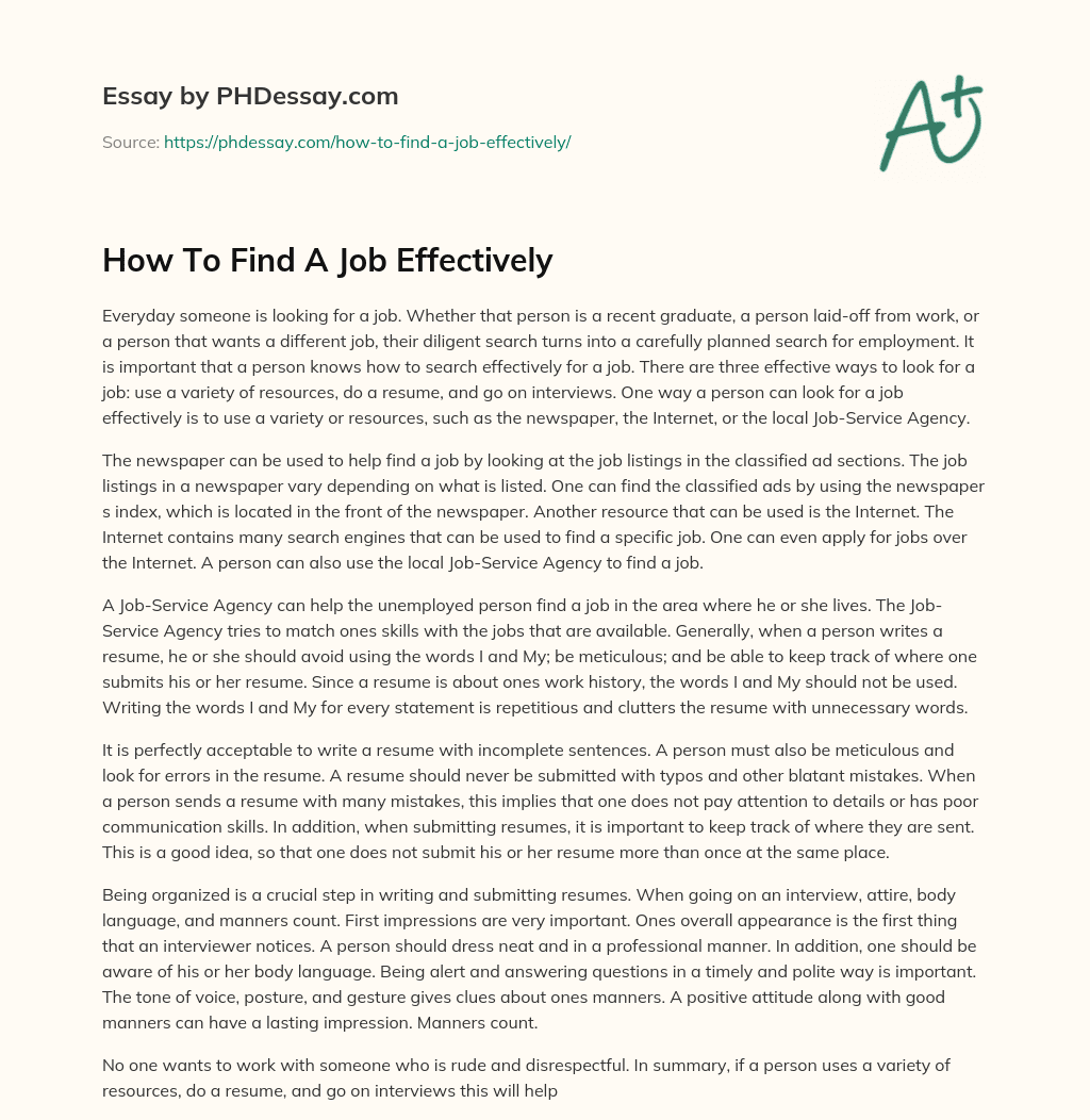 How To Find A Job Effectively essay