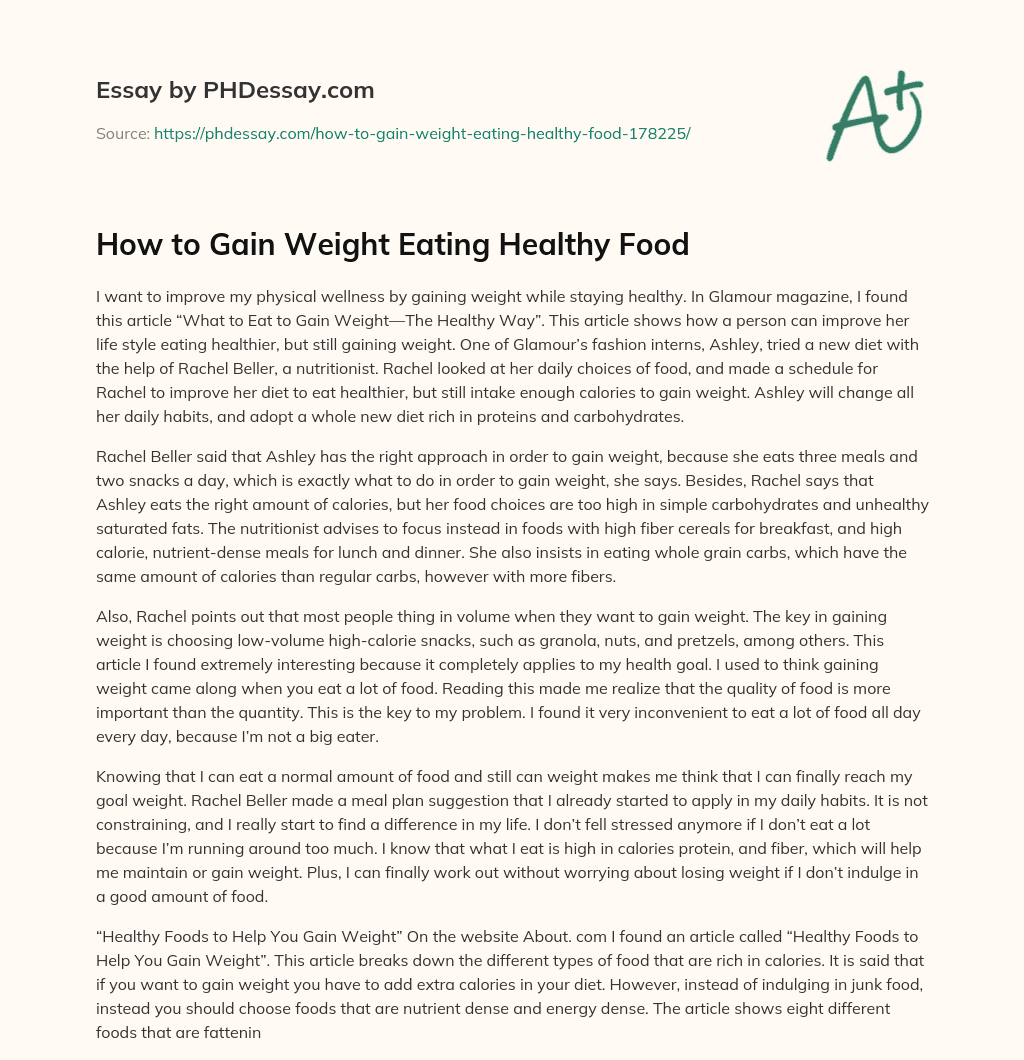 How to Gain Weight Eating Healthy Food essay
