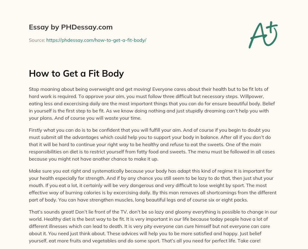 How to Get a Fit Body essay