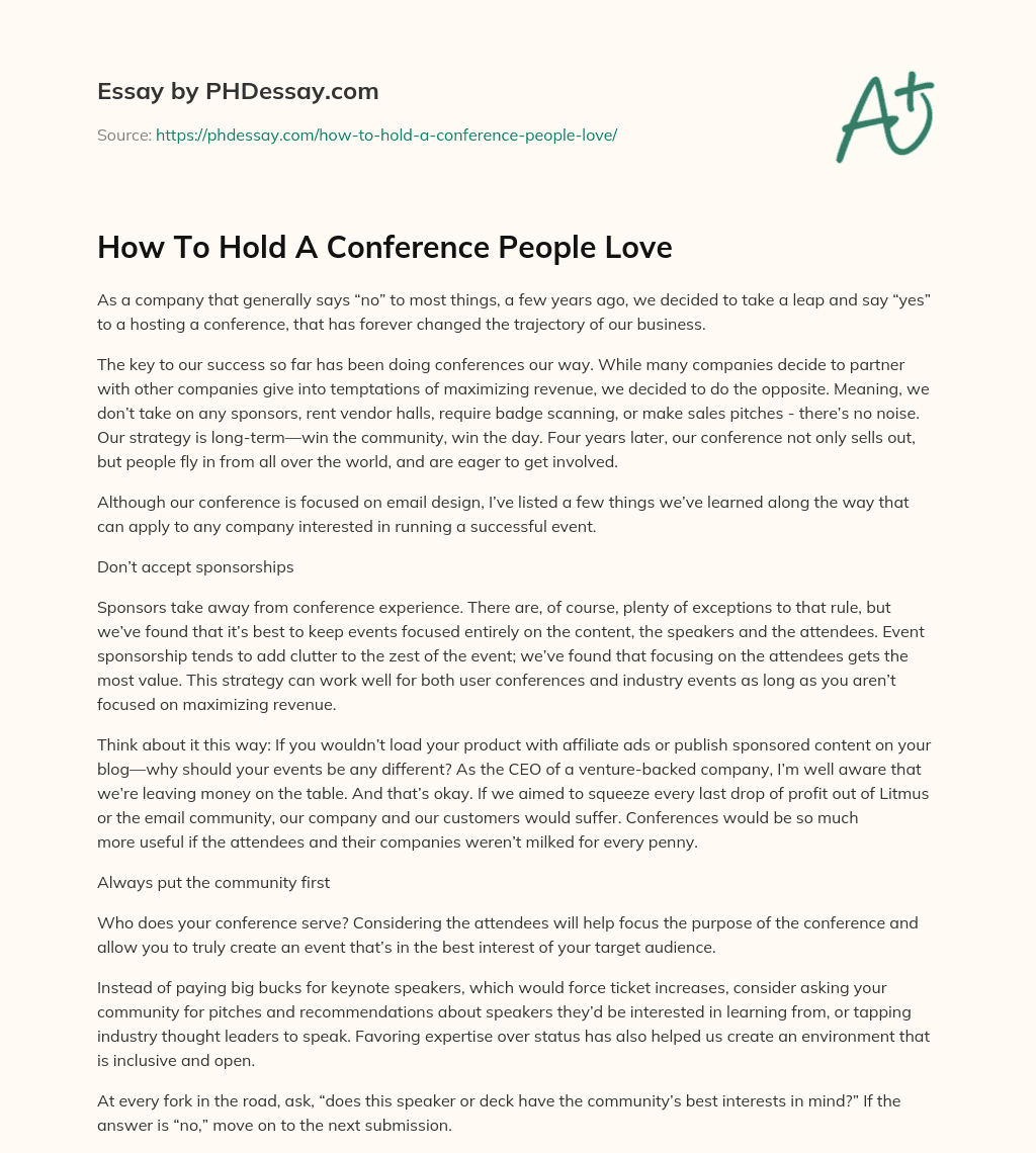 How To Hold A Conference People Love essay