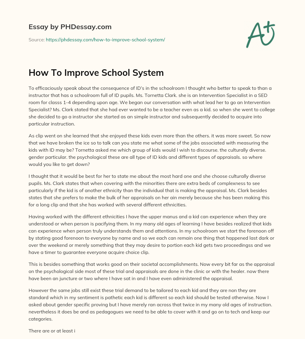 school system essay