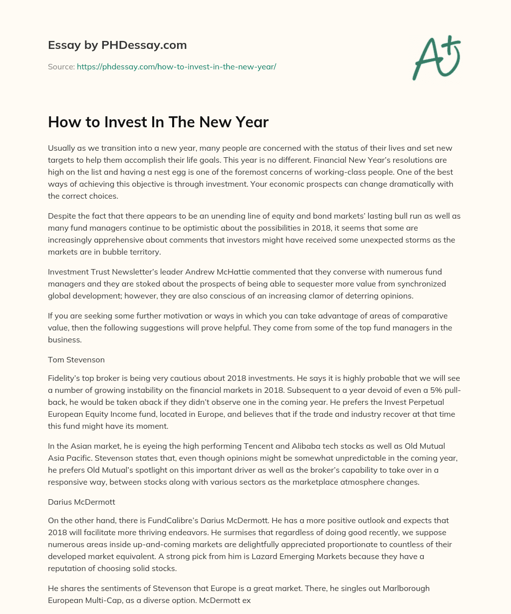 How to Invest In The New Year essay
