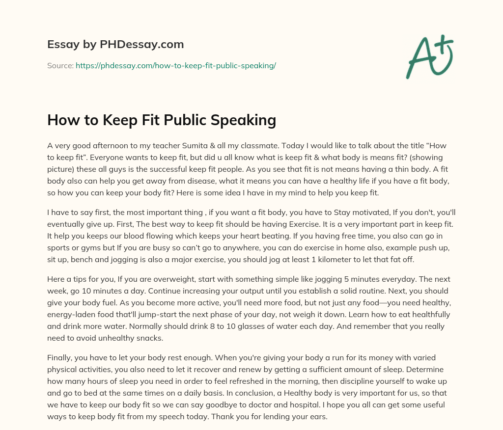 How to Keep Fit Public Speaking essay