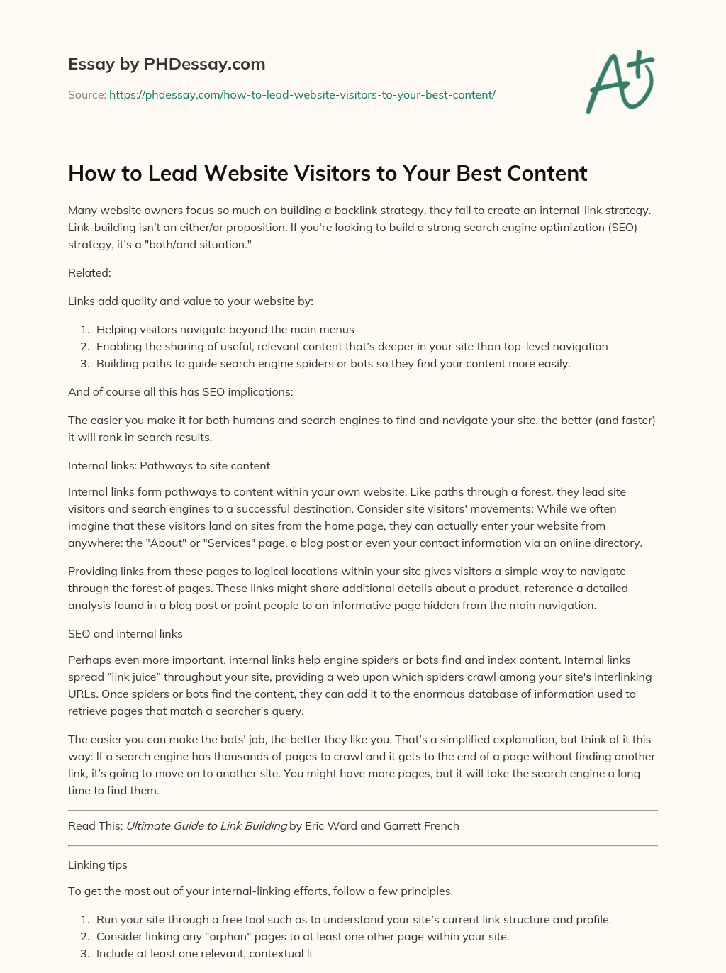 How to Lead Website Visitors to Your Best Content essay
