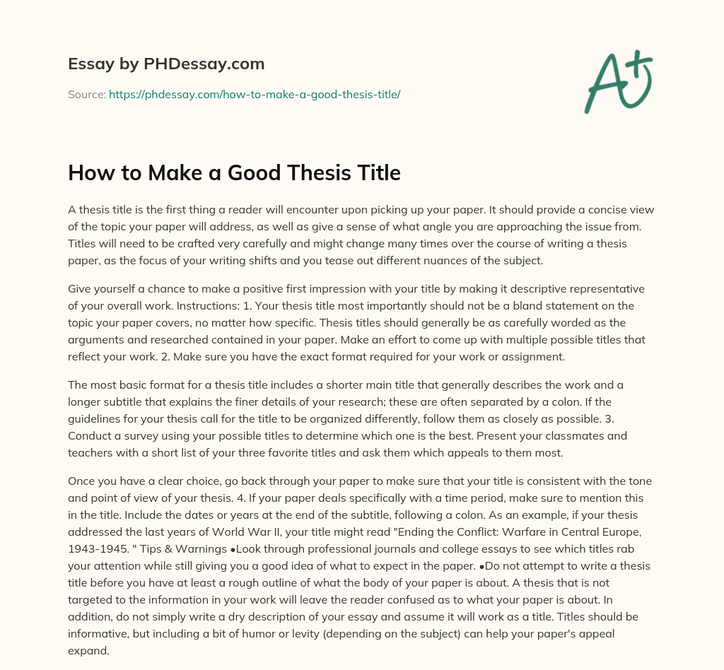 how to make a thesis title