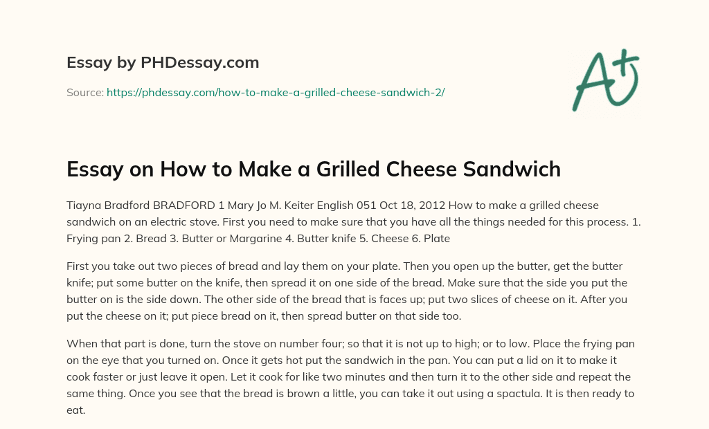 how to make sandwich essay