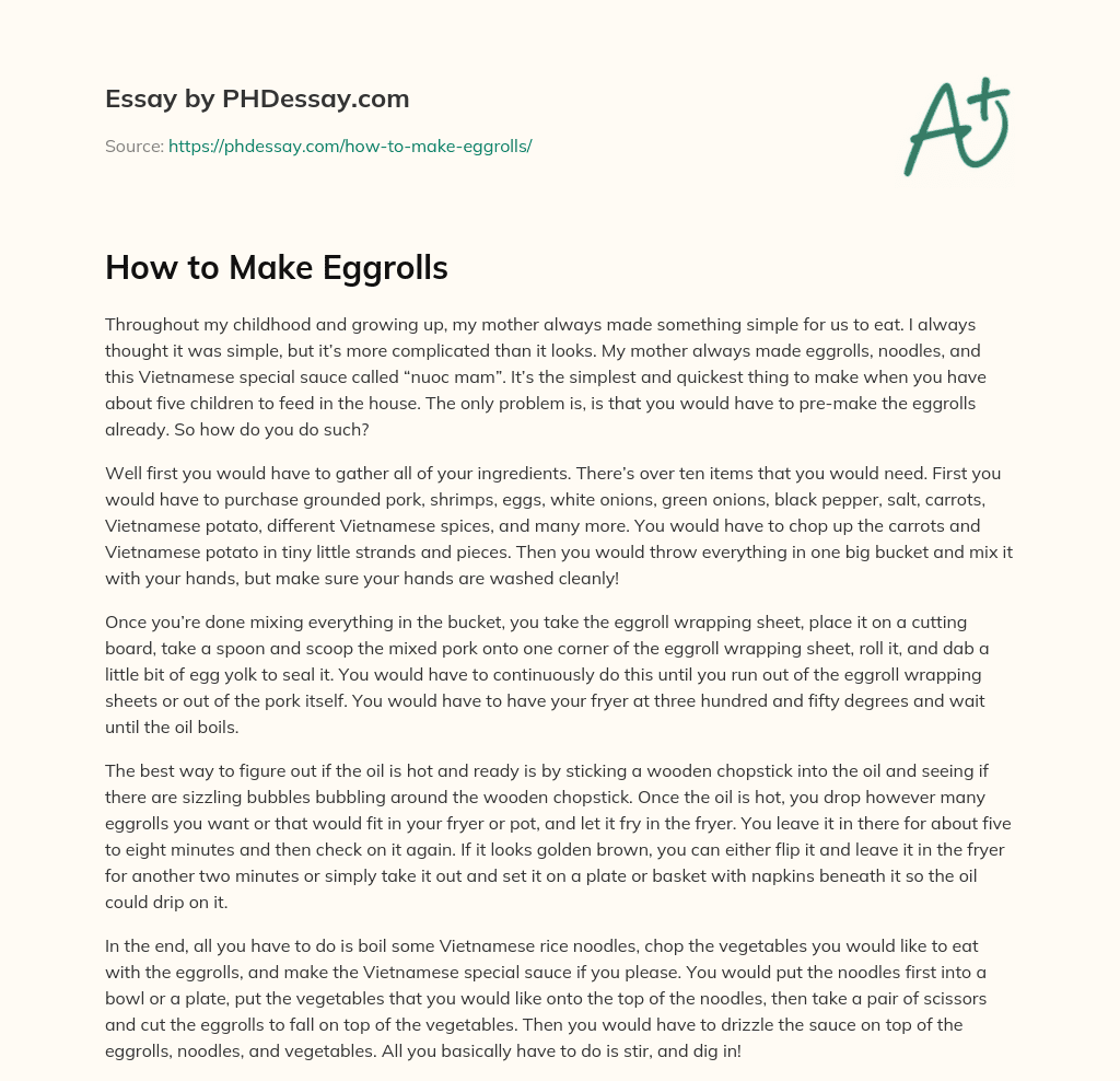 How to Make Eggrolls essay