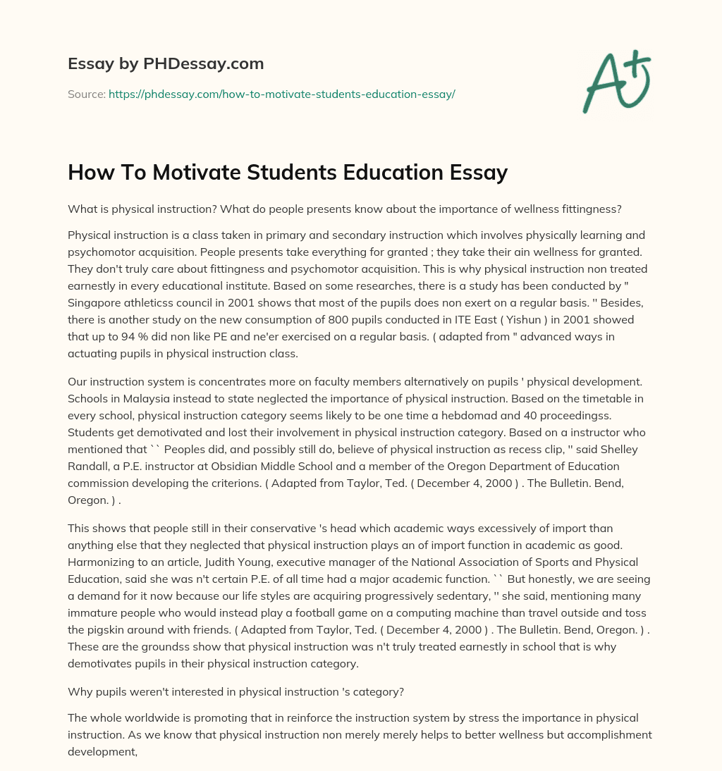 essay to motivate students