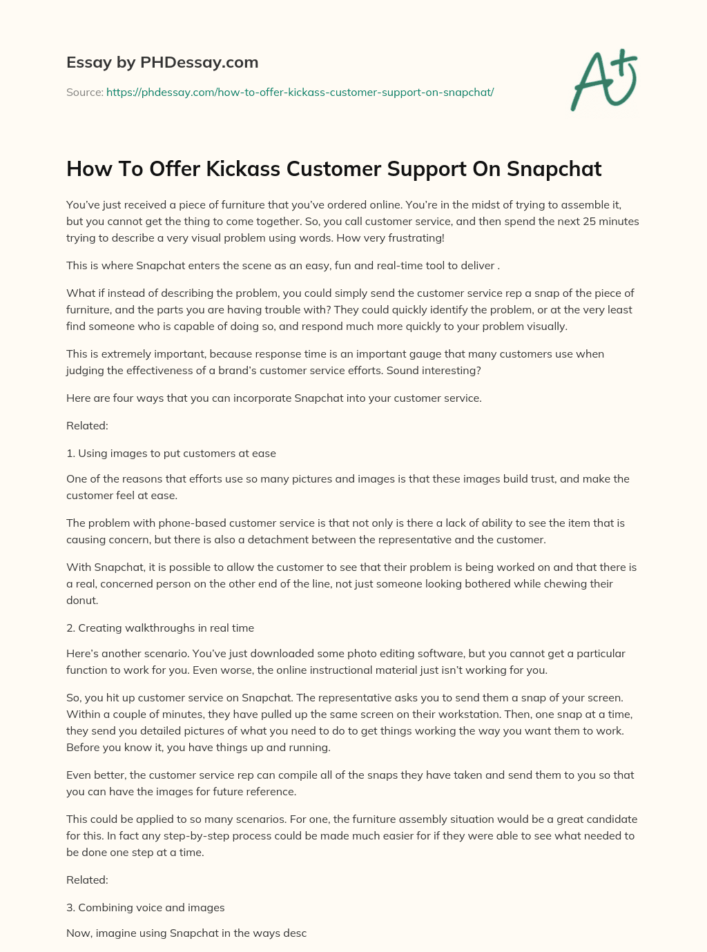 How To Offer Kickass Customer Support On Snapchat essay