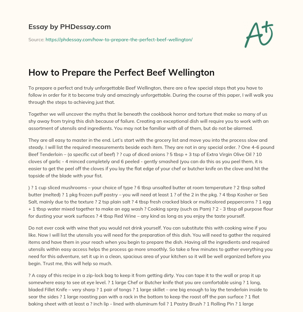 How to Prepare the Perfect Beef Wellington essay