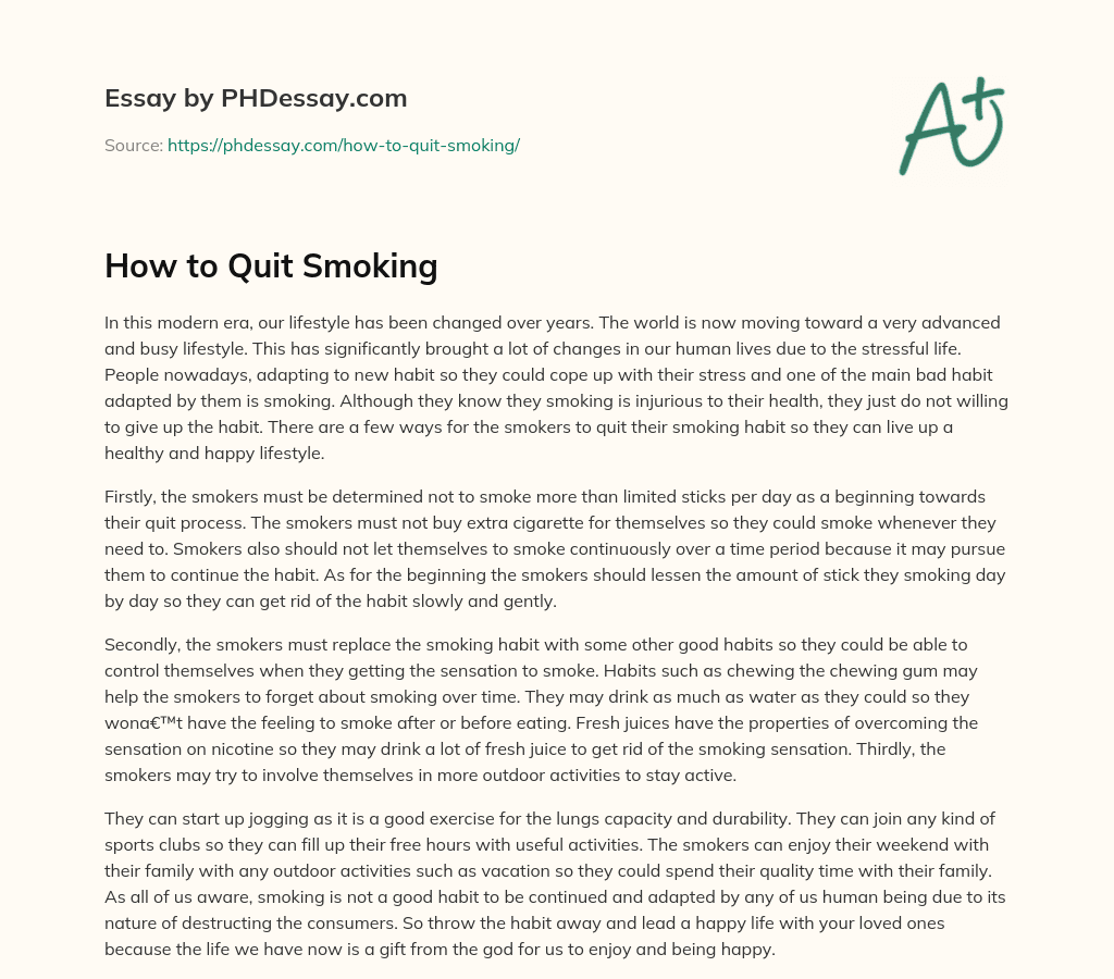 steps to quit smoking essay