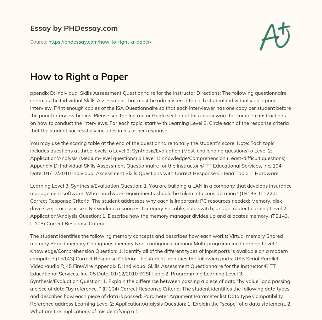 How to Right a Paper essay