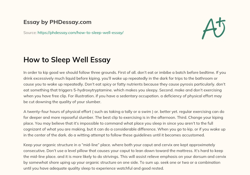 essay about sleeping