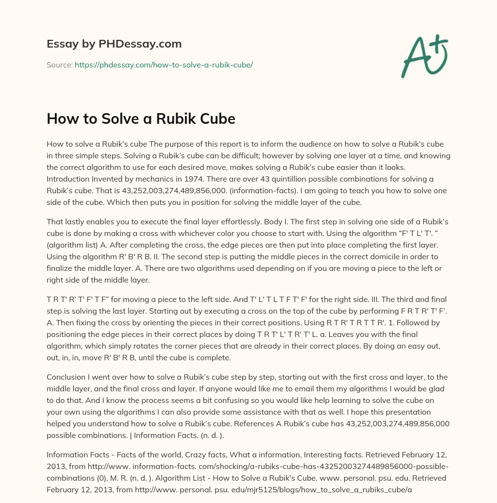 rubik's cube common app essay