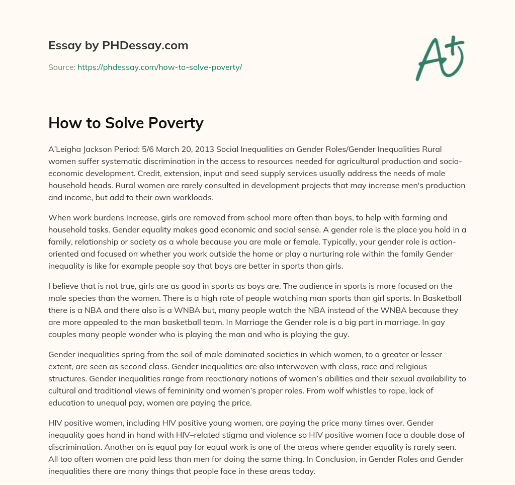 how to solve poverty essay brainly