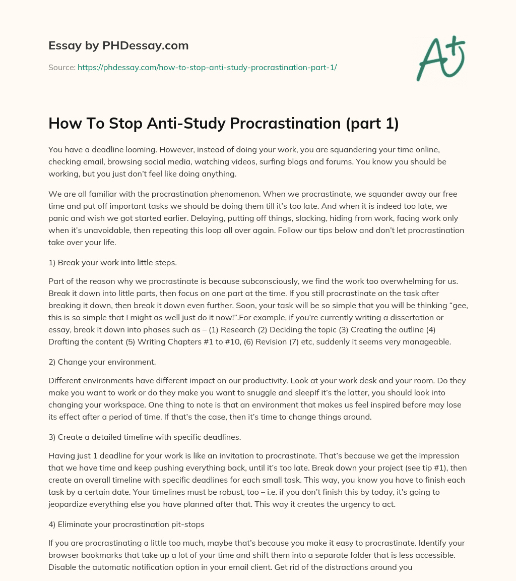 How To Stop Anti-Study Procrastination (part 1) essay