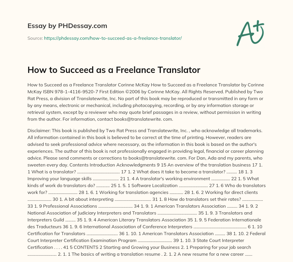 How to Succeed as a Freelance Translator essay