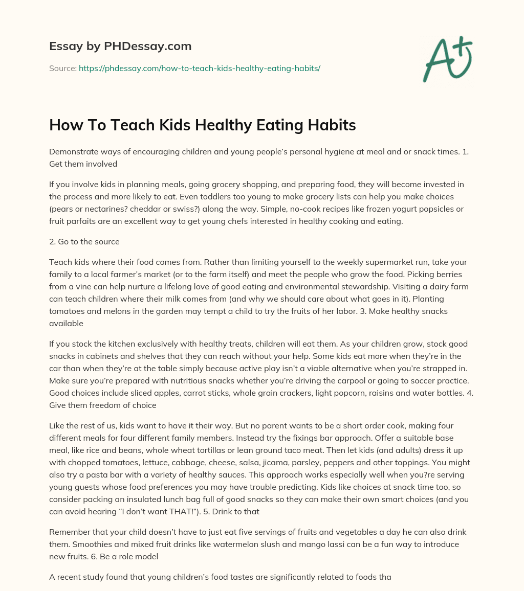 how to develop healthy eating habits essay