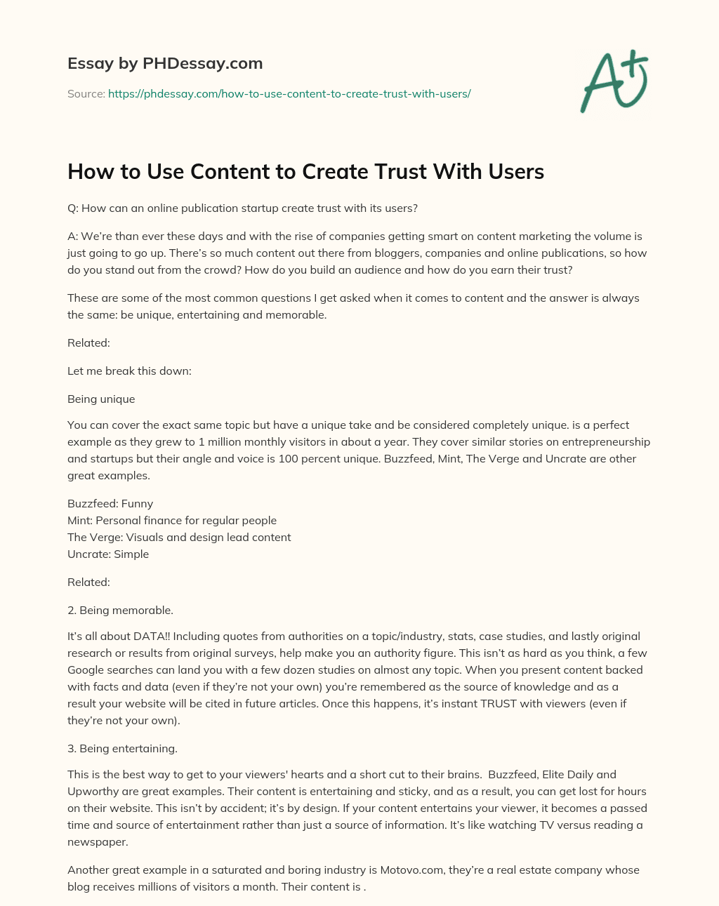 How to Use Content to Create Trust With Users essay
