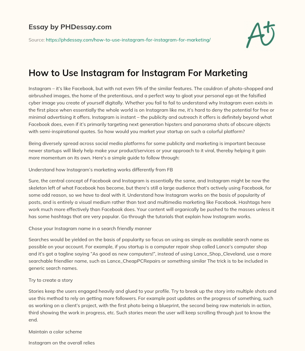 How to Use Instagram for Instagram For Marketing essay
