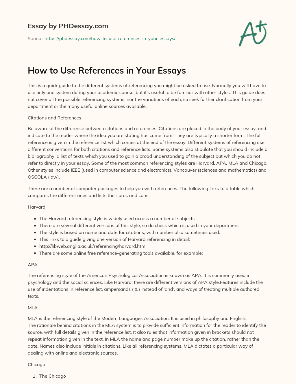 How to Use References in Your Essays essay