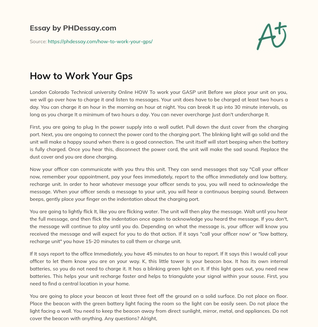 How to Work Your Gps essay