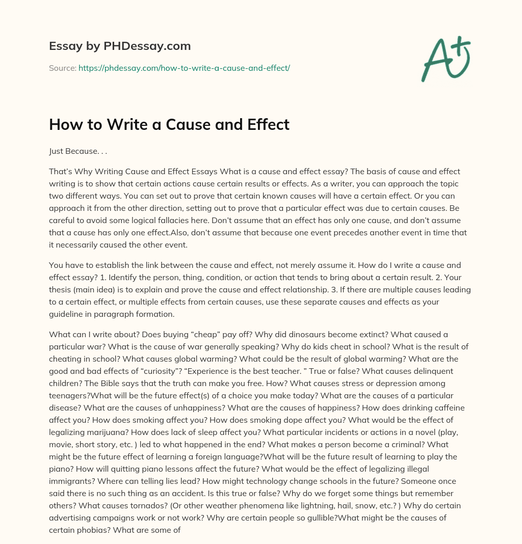 How to Write a Cause and Effect essay