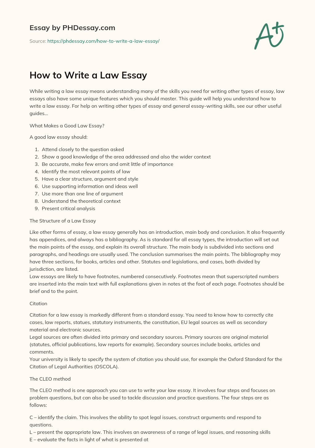 How to Write a Law Essay essay