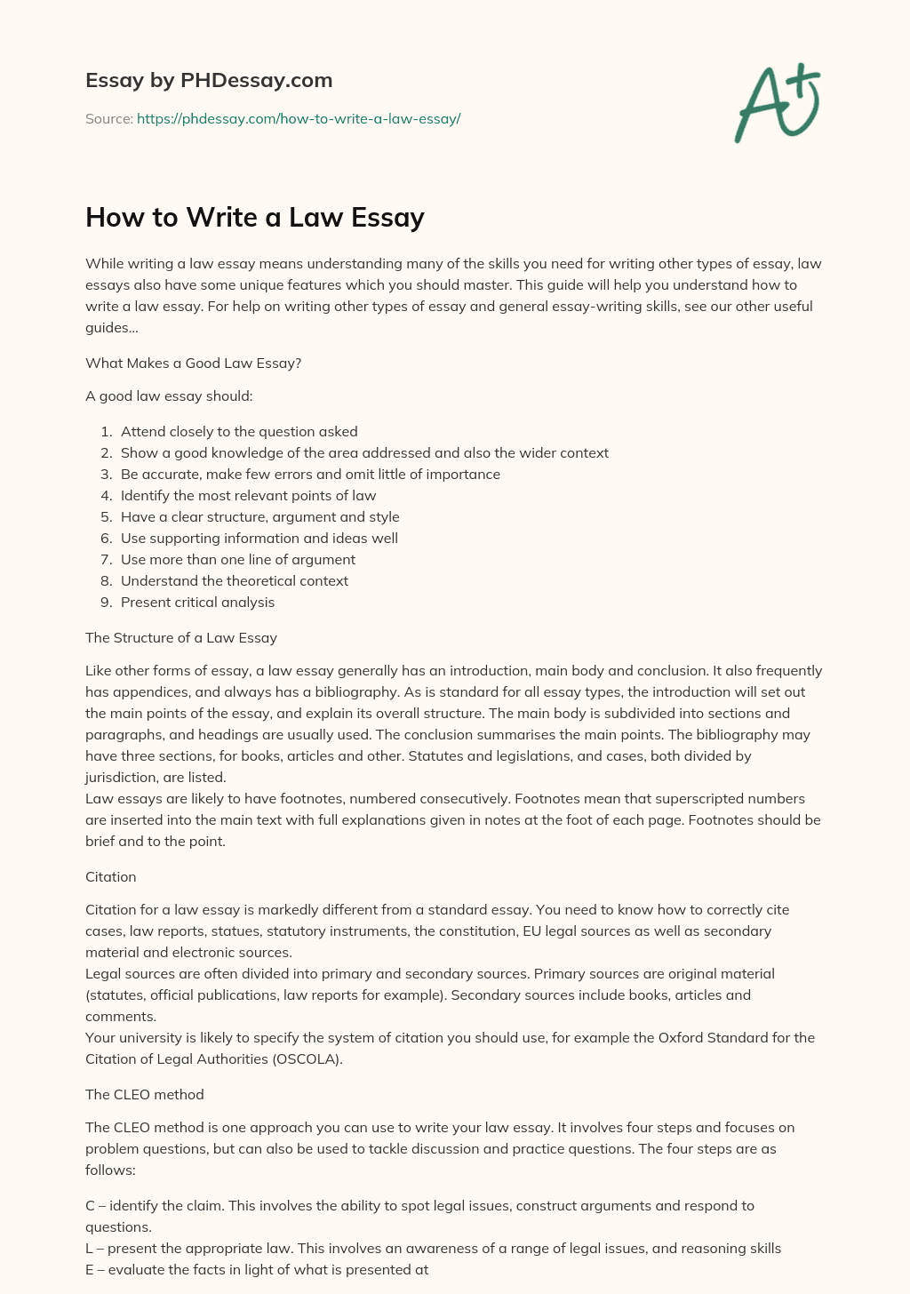 How To Write A Law Essay 500 Words PHDessay