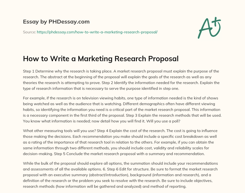 marketing research proposal meaning