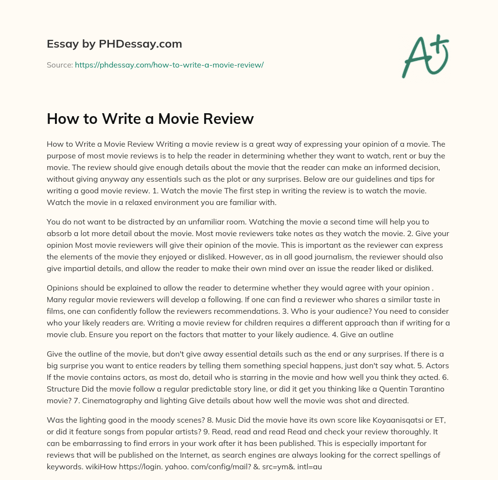 How to Write a Movie Review essay