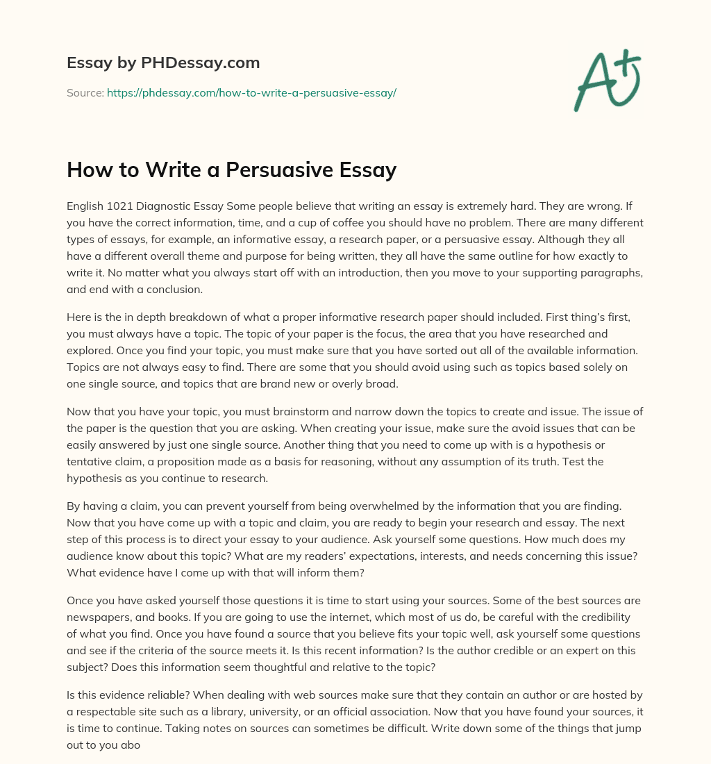 How to Write a Persuasive Essay essay