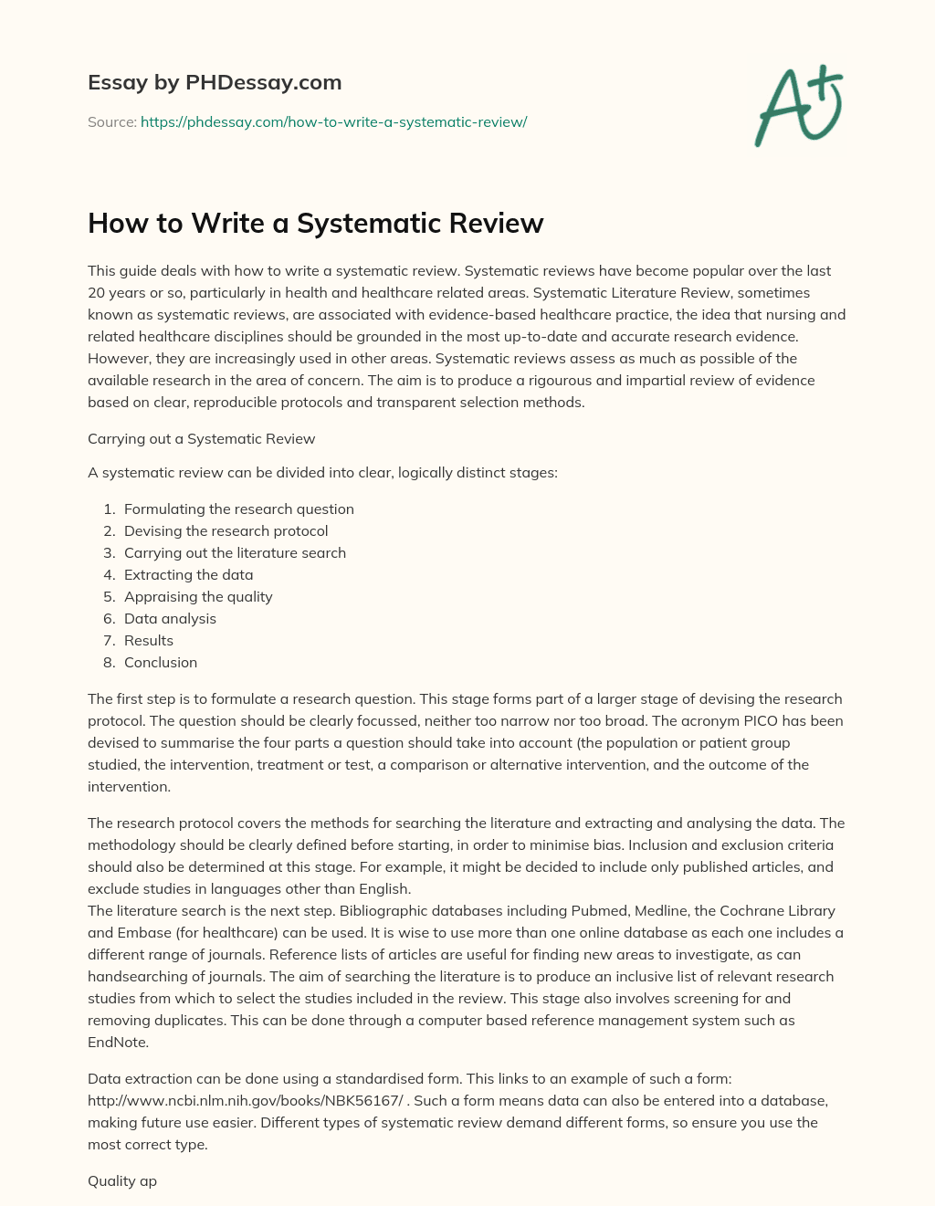How to Write a Systematic Review essay