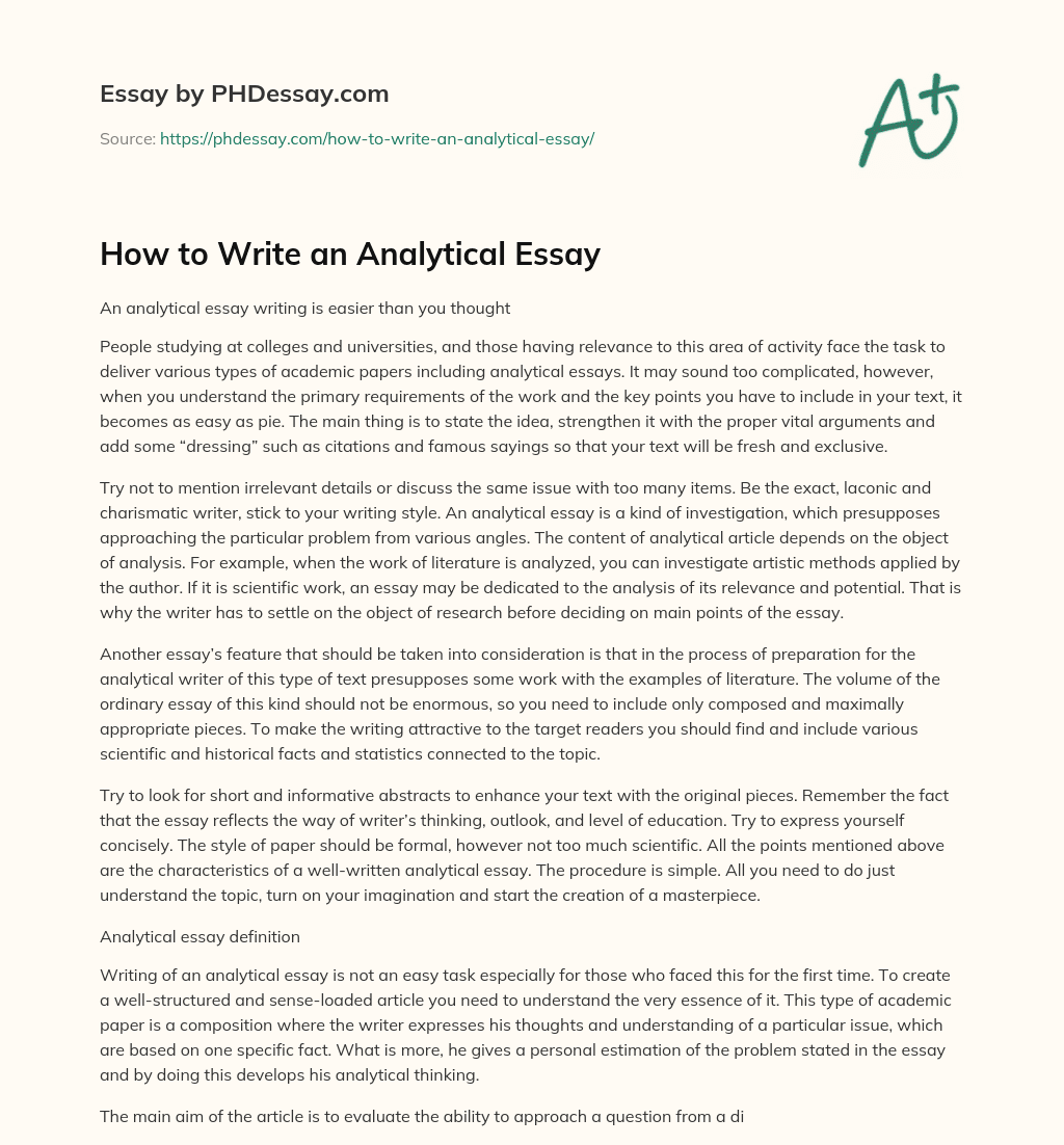 write an essay on analytical