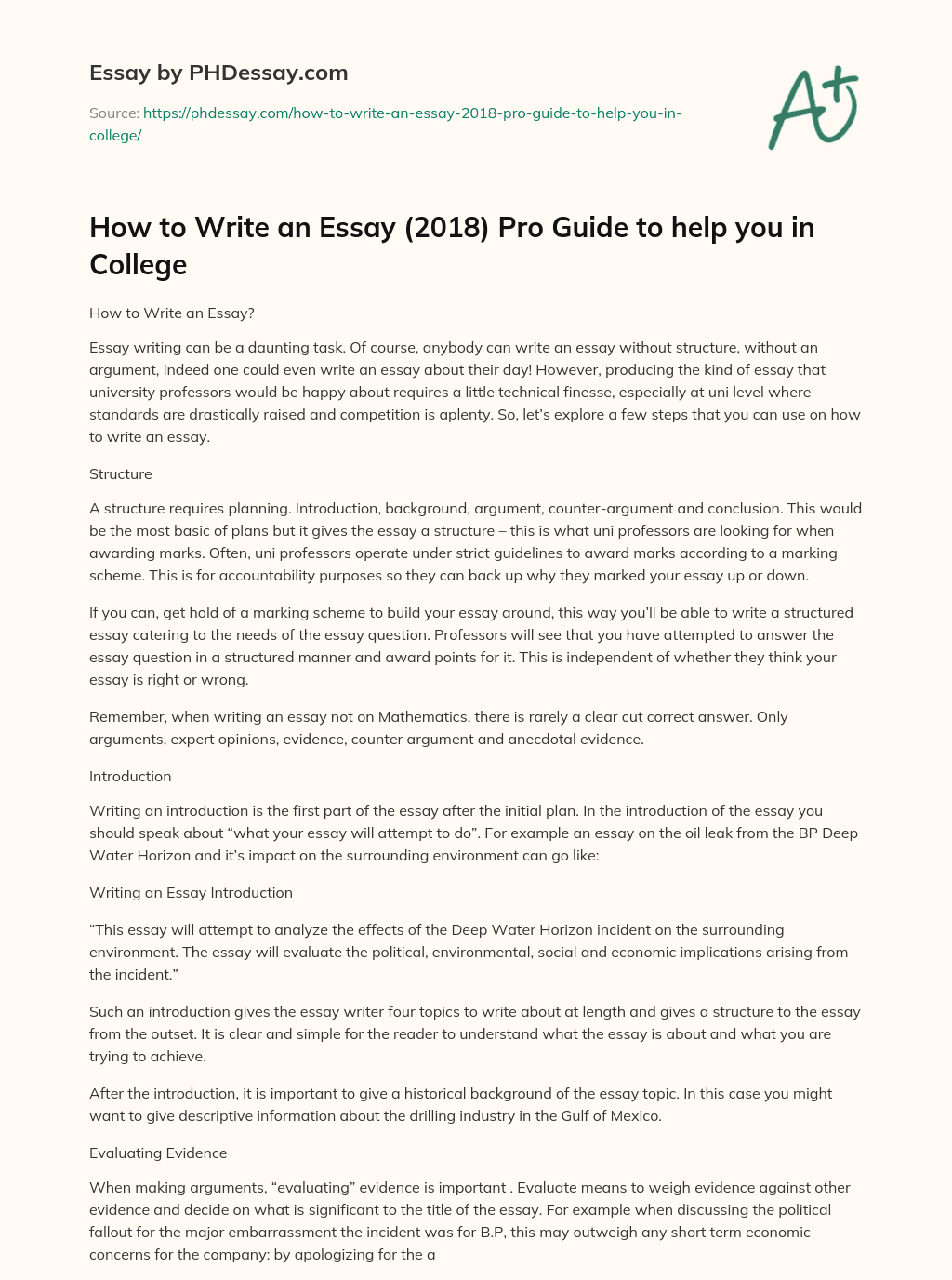 How to Write an Essay (2018) Pro Guide to help you in College essay