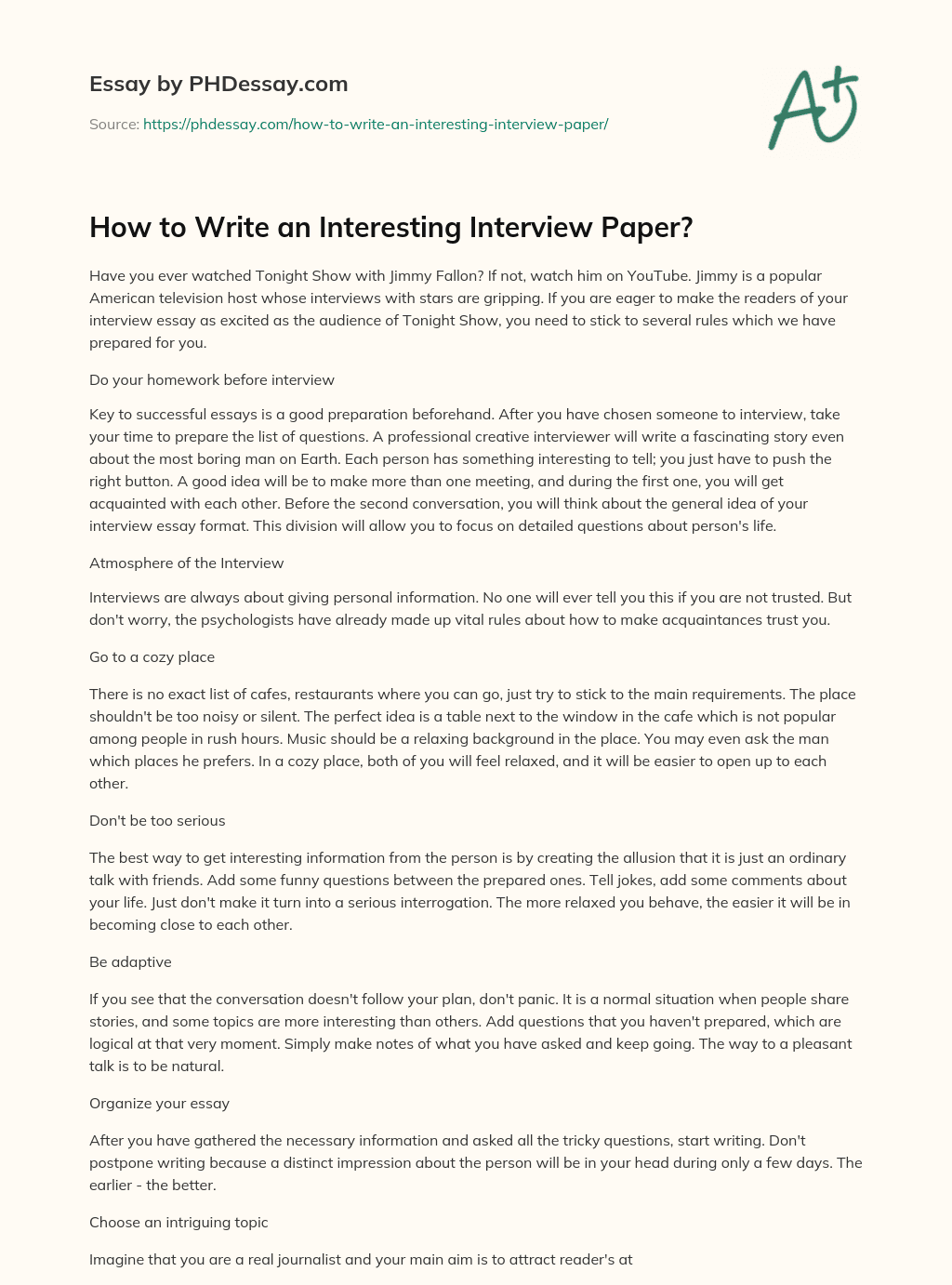 How to Write an Interesting Interview Paper? essay
