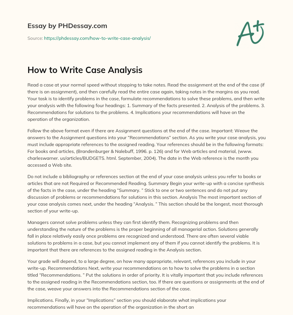 How to Write Case Analysis essay