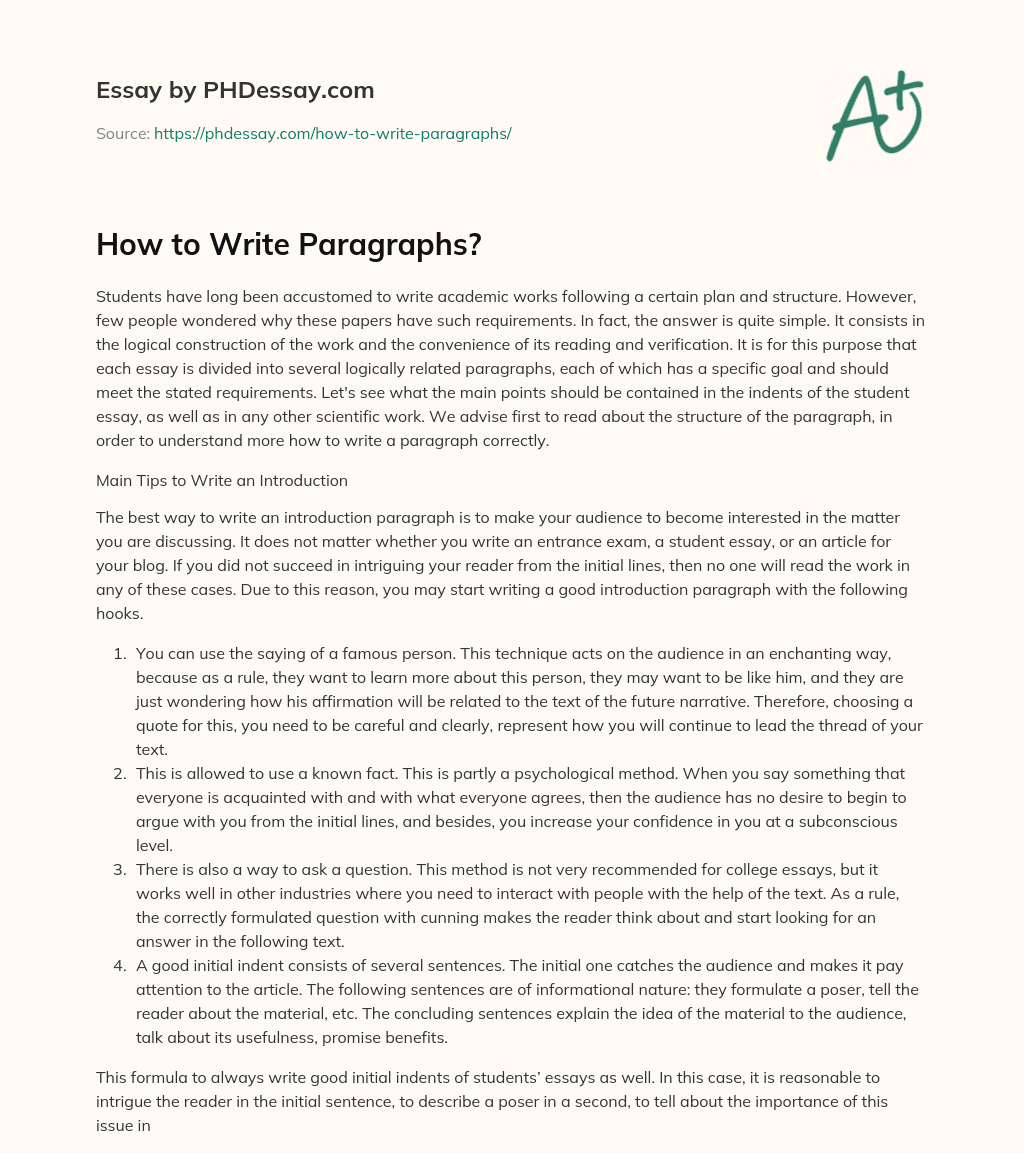 How to Write Paragraphs? - PHDessay.com