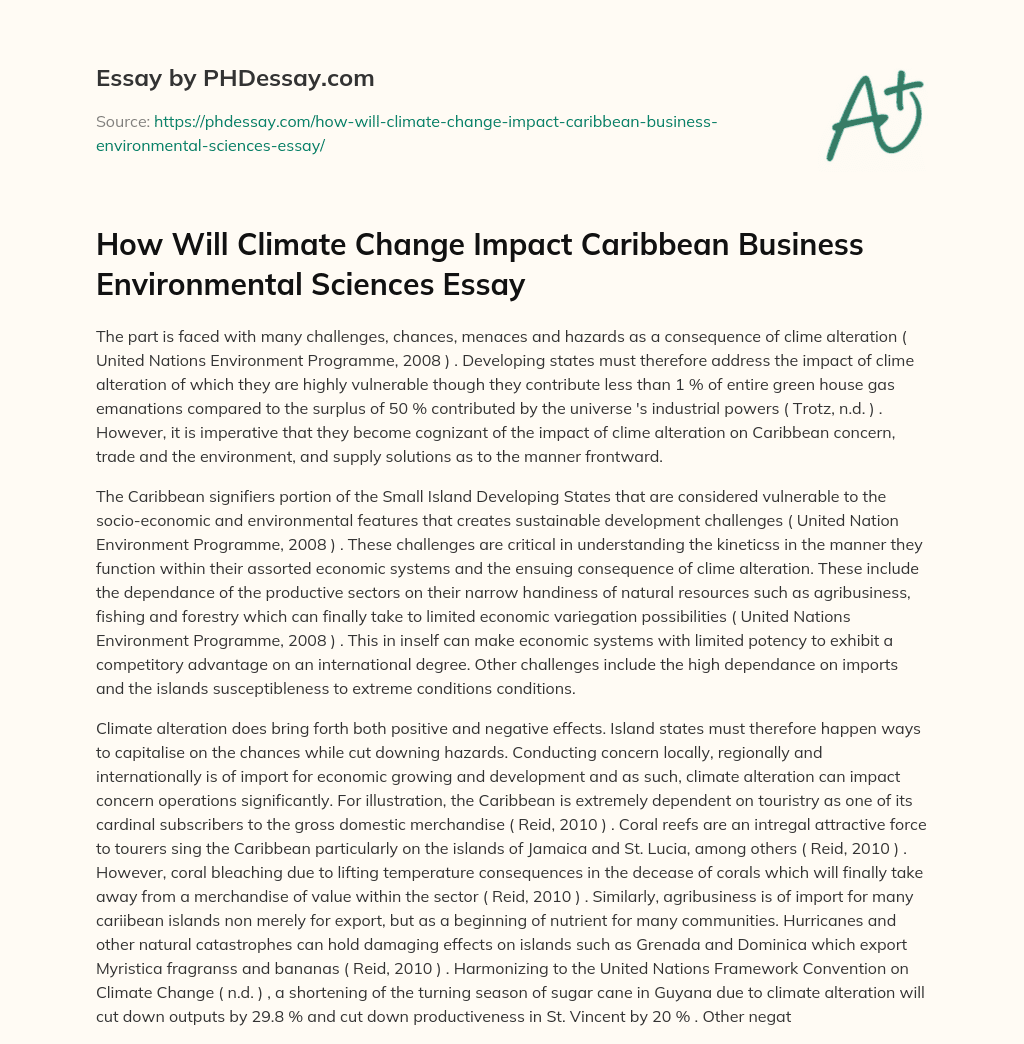 How Will Climate Change Impact Caribbean Business Environmental Sciences Essay essay