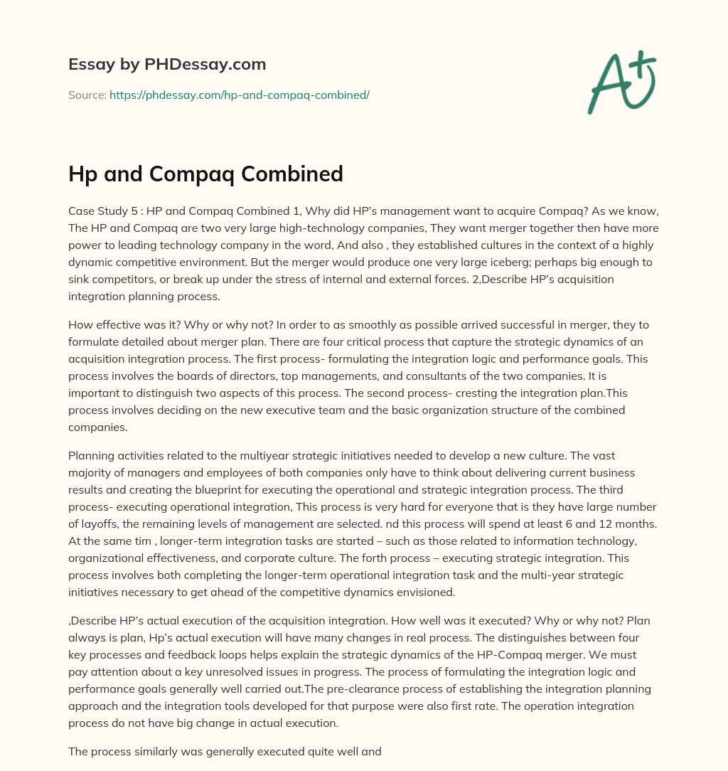 Hp and Compaq Combined essay